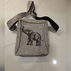 Gray Elephant Print Crossbody Bag